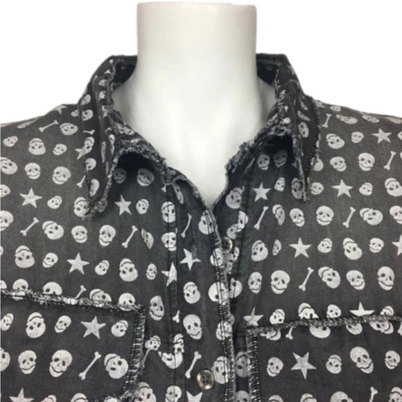 AMO Tops - AMO Skull distressed Denim oversized blouse